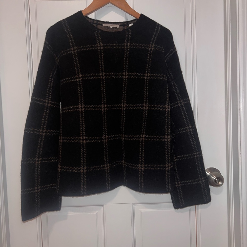 Vince Plaid Black and Brown Women's Sweater